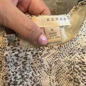 Kenar Beige and tan snake print top. Casual to dressy